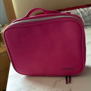 Pink Cosmetic Bag with Handle and Zipper